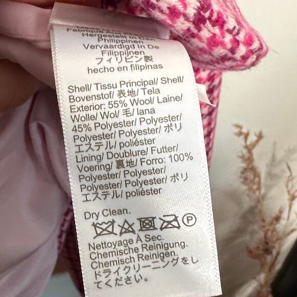 J. CREW Wool-Blend Schoolboy Blazer in Pink Houndstooth Sz 22 {193} - Picture 7 of 8